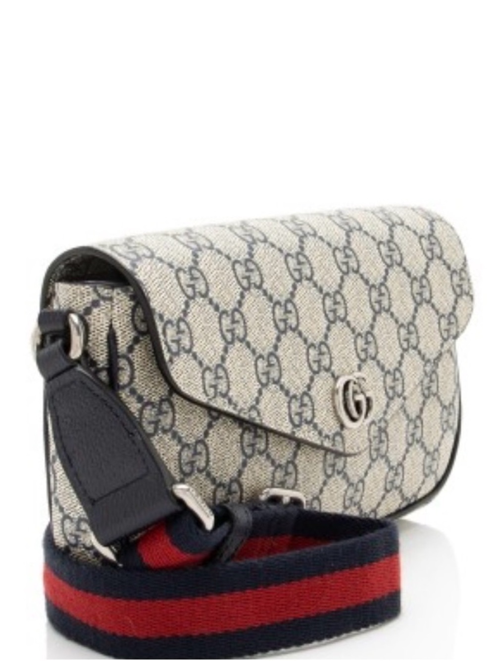 🔥Gucci Beige GG Supreme Crossbody with Navy and Red Web Strap with COA🔥 - Picture 4 of 17